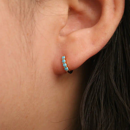 Turquoise Pave Huggie Earring by Nabi London
