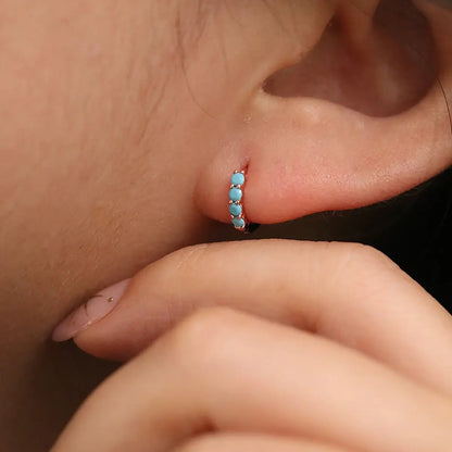 Turquoise Pave Huggie Earring by Nabi London