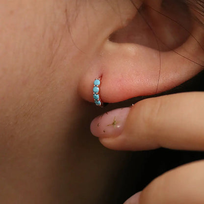 Turquoise Pave Huggie Earring by Nabi London