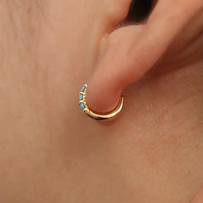 Turquoise Pave Huggie Earring by Nabi London