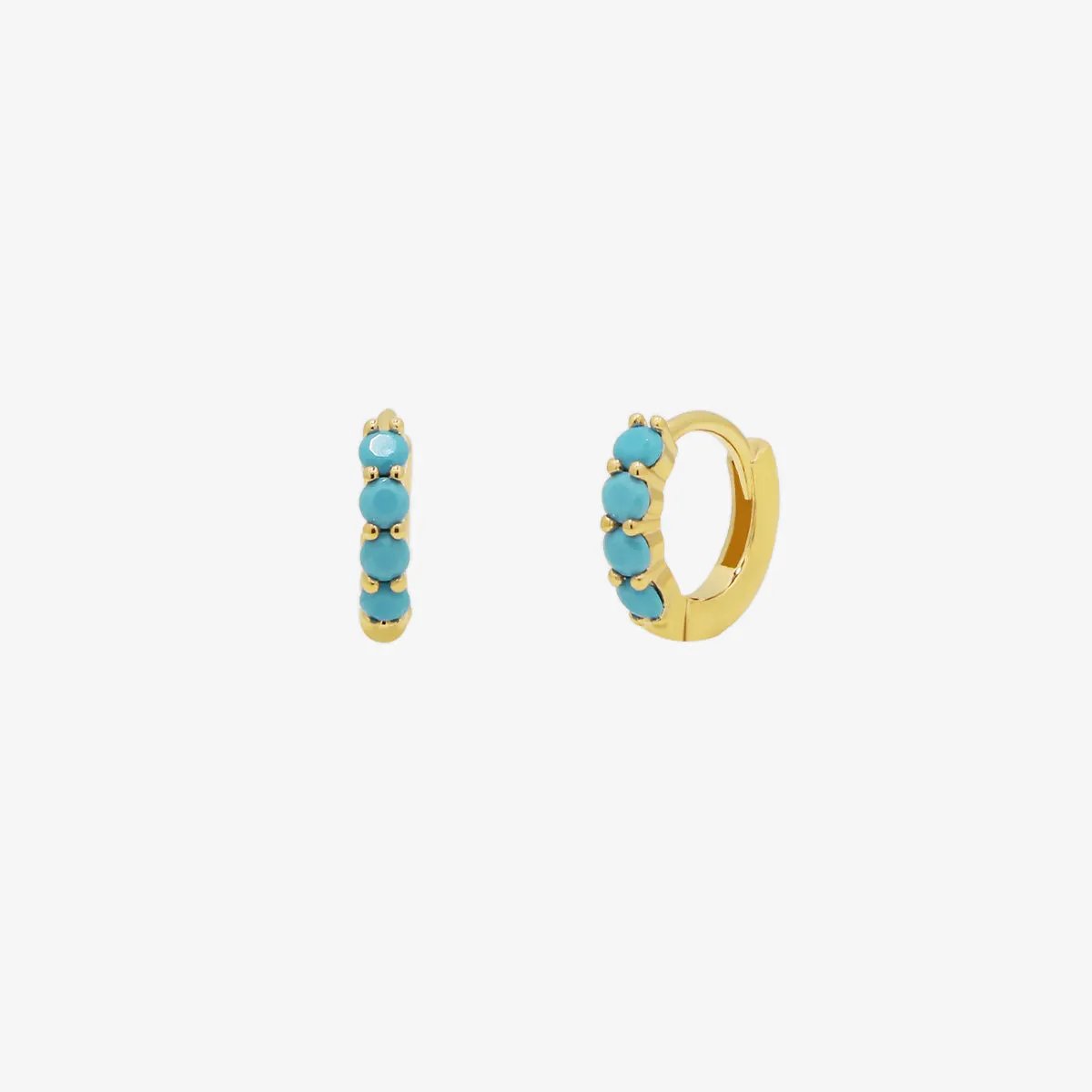 Turquoise Pave Huggie Earring by Nabi London