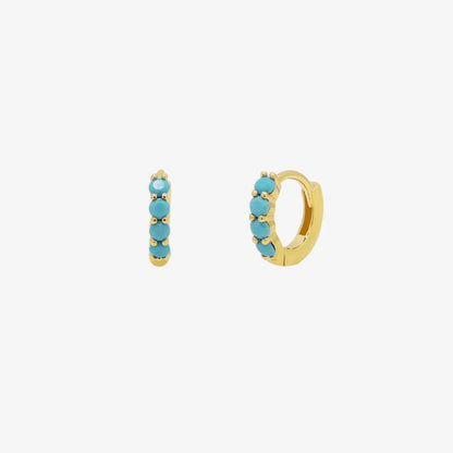 Turquoise Pave Huggie Earring by Nabi London