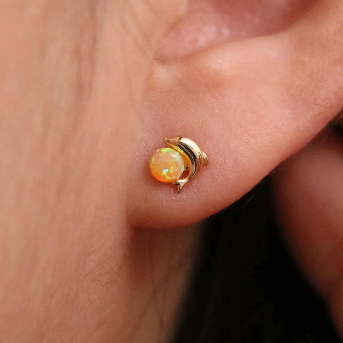 Opal Dolphin earrings by Nabi London