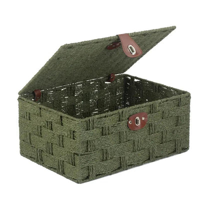 Twisted Green Paper Storage Basket by Red Hamper