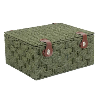 Twisted Green Paper Storage Basket by Red Hamper