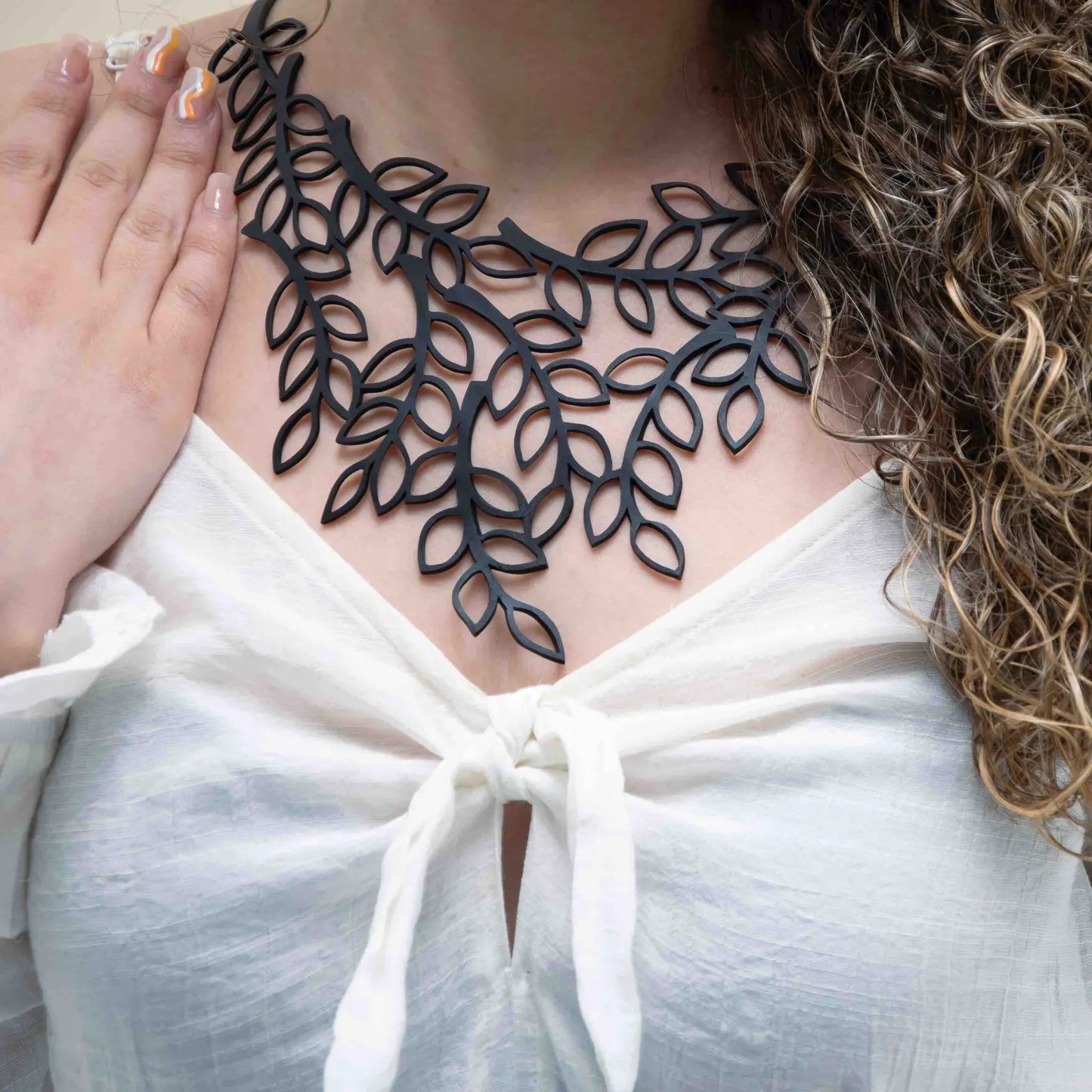 Evergreen Leaf Recycled Rubber Necklace by Paguro Upcycle