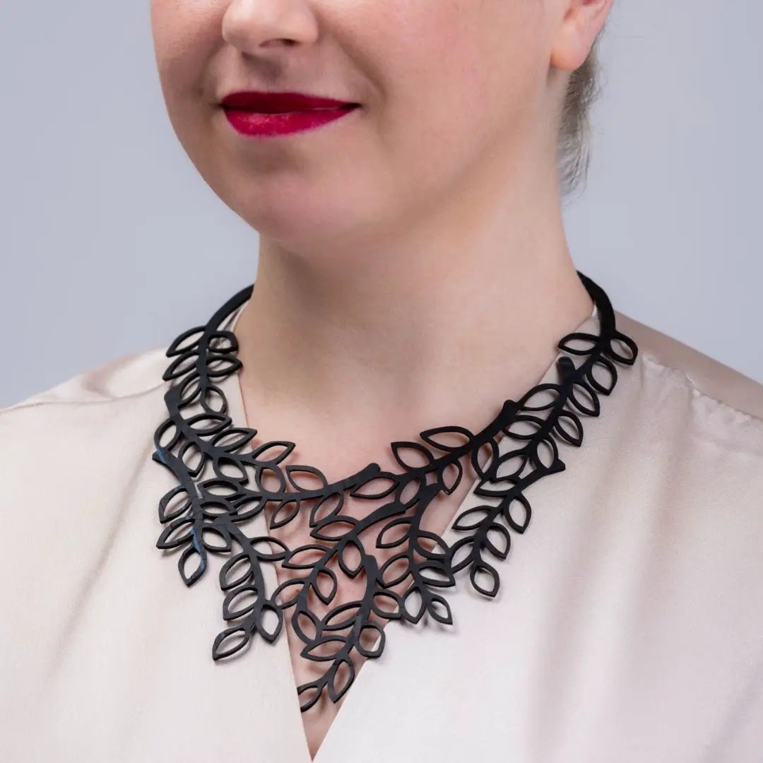 Evergreen Leaf Recycled Rubber Necklace by Paguro Upcycle