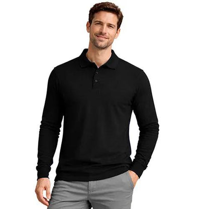 Mens Long Sleeve Cotton Polo Shirt - 1268 by Ek Wholesale