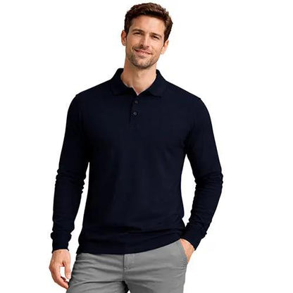 Mens Long Sleeve Cotton Polo Shirt - 1268 by Ek Wholesale