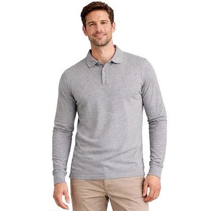 Mens Long Sleeve Cotton Polo Shirt - 1268 by Ek Wholesale