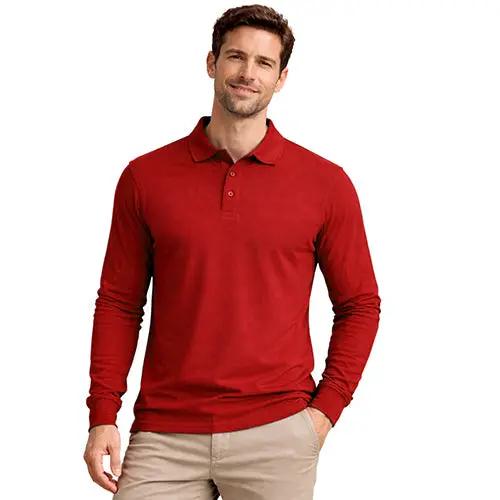 Mens Long Sleeve Cotton Polo Shirt - 1268 by Ek Wholesale