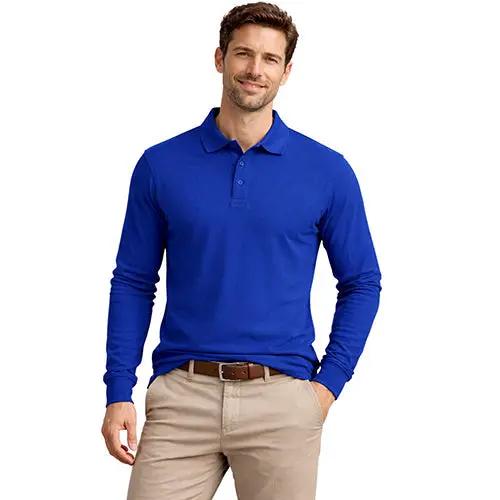Mens Long Sleeve Cotton Polo Shirt - 1268 by Ek Wholesale