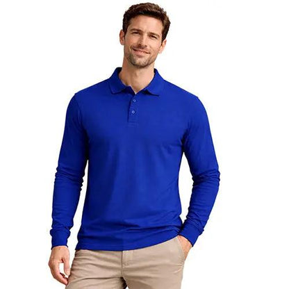 Mens Long Sleeve Cotton Polo Shirt - 1268 by Ek Wholesale