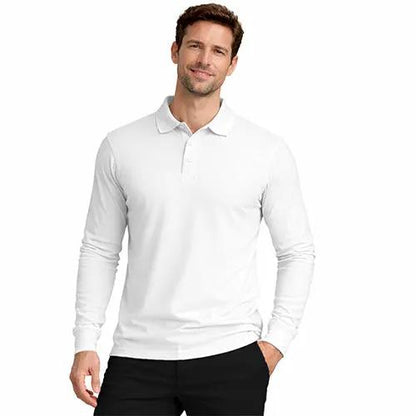 Mens Long Sleeve Cotton Polo Shirt - 1268 by Ek Wholesale