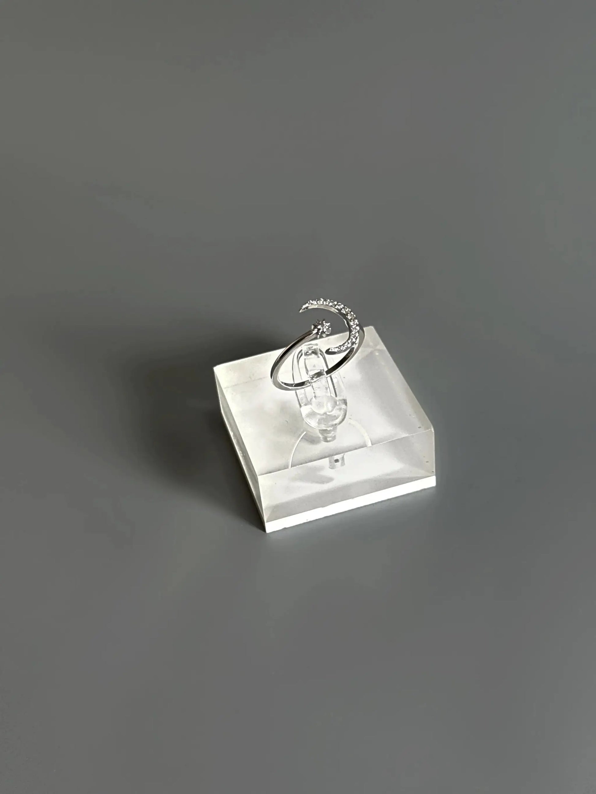 925 Sterling Silver Moon & Star Adjustable Ring – Sparkle Like the Night Sky by LAURRÈ Jewellery