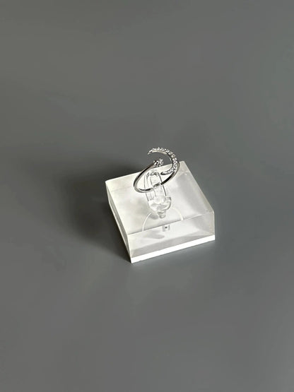 925 Sterling Silver Moon & Star Adjustable Ring – Sparkle Like the Night Sky by LAURRÈ Jewellery