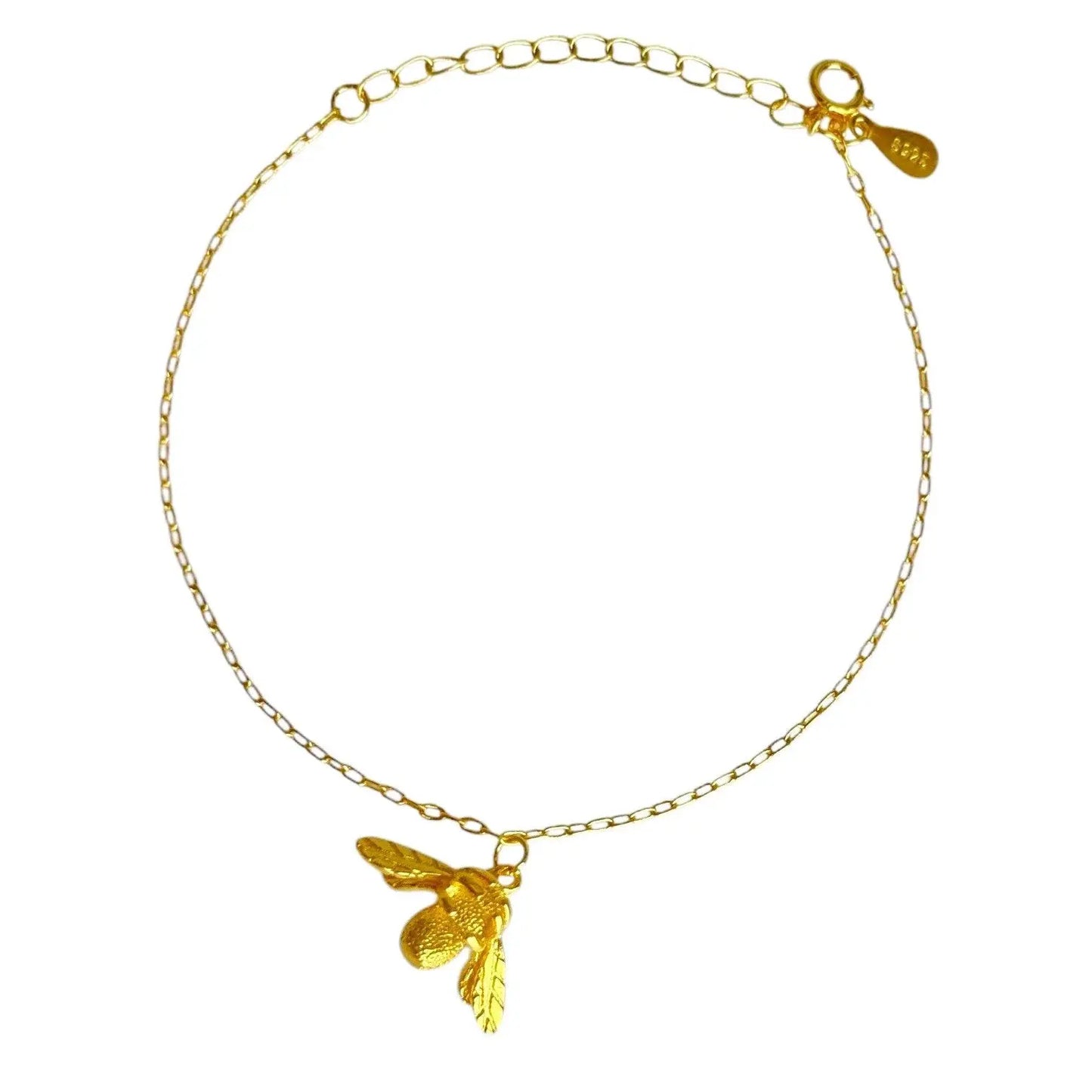 16K Gold Plated 925 Sterling Silver Big Bee Anklet by LAURRÈ Jewellery