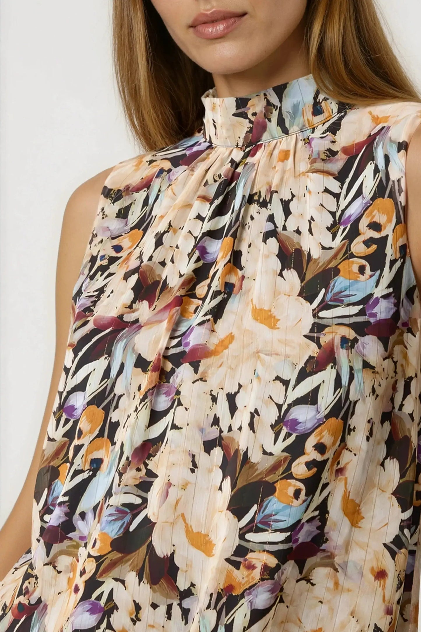 Black Floral High Neck Puffball Top by Aftershock London