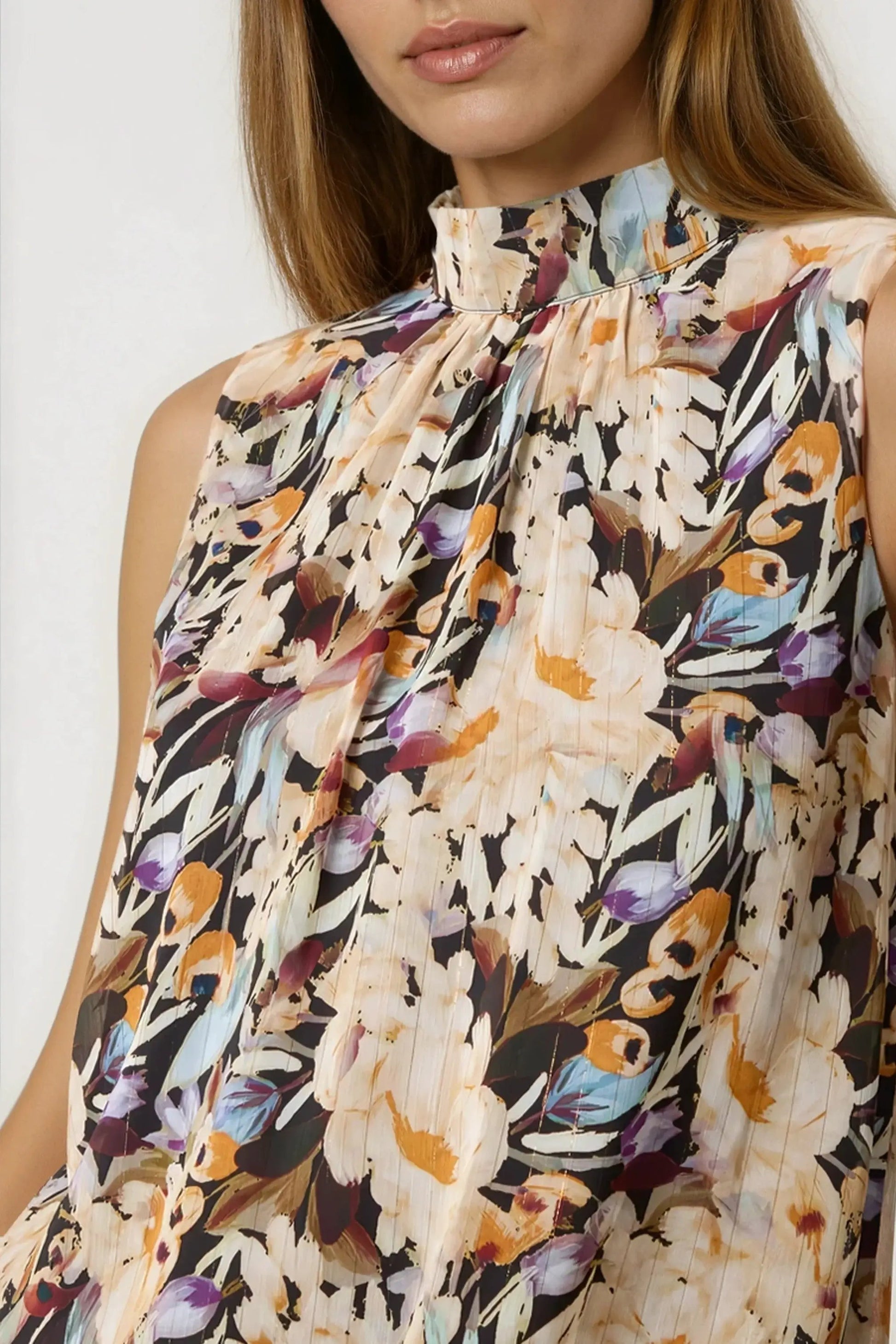Black Floral High Neck Puffball Top by Aftershock London