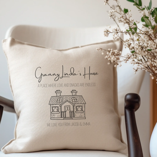 Personalised Granny's House Cushion - Grandads, Grans, Aunties by Aye Do Gifts