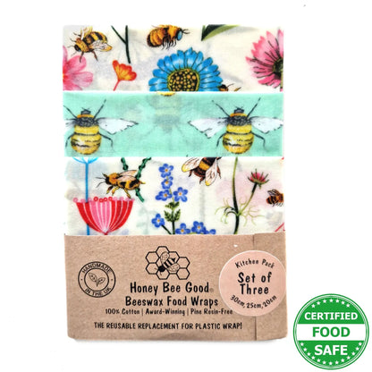 *Set of 3 Handmade Beeswax Wraps | Garden by Honey Bee Good