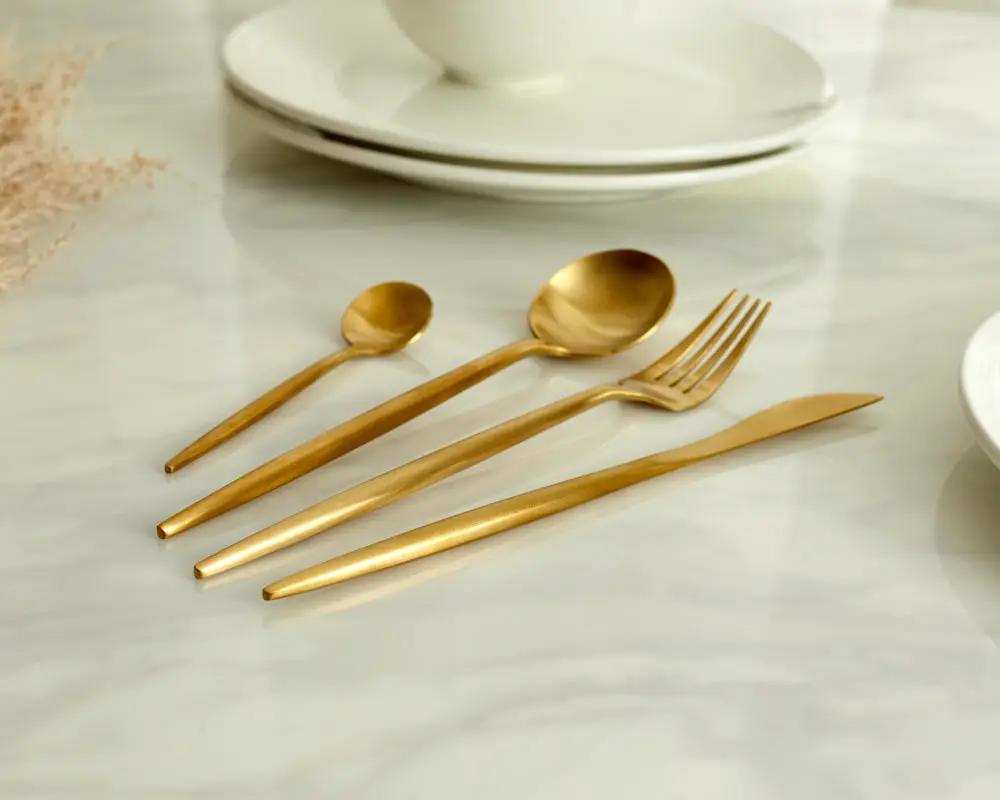 London Gold Cutlery Set – 16 or 24 Piece Stainless Steel Flatware by WHAT A HOST