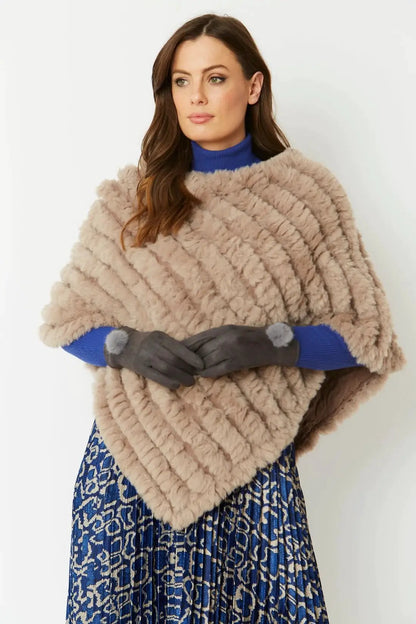 Grey Faux Suede Gloves With Faux Fur Pom by Jayley