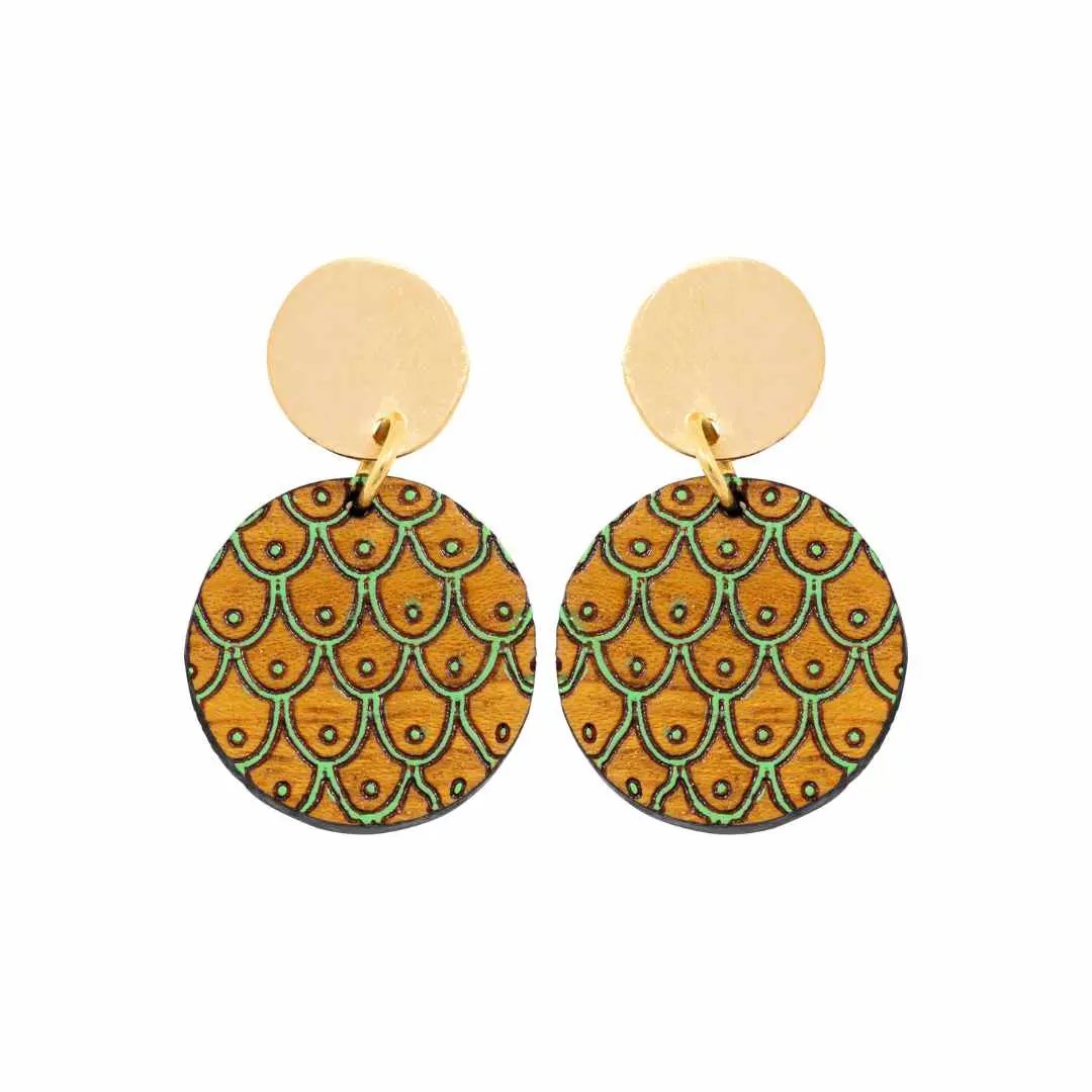 Grinsing Recycled Wood Earrings by Paguro Upcycle