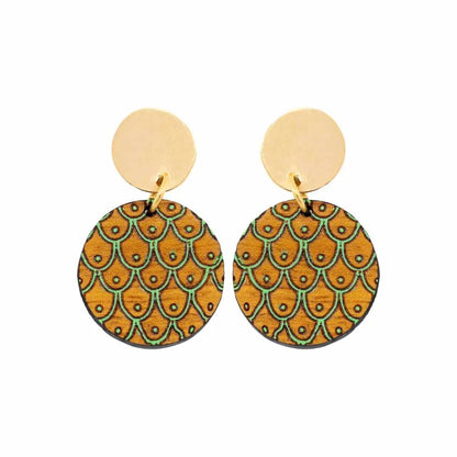 Grinsing Recycled Wood Earrings by Paguro Upcycle