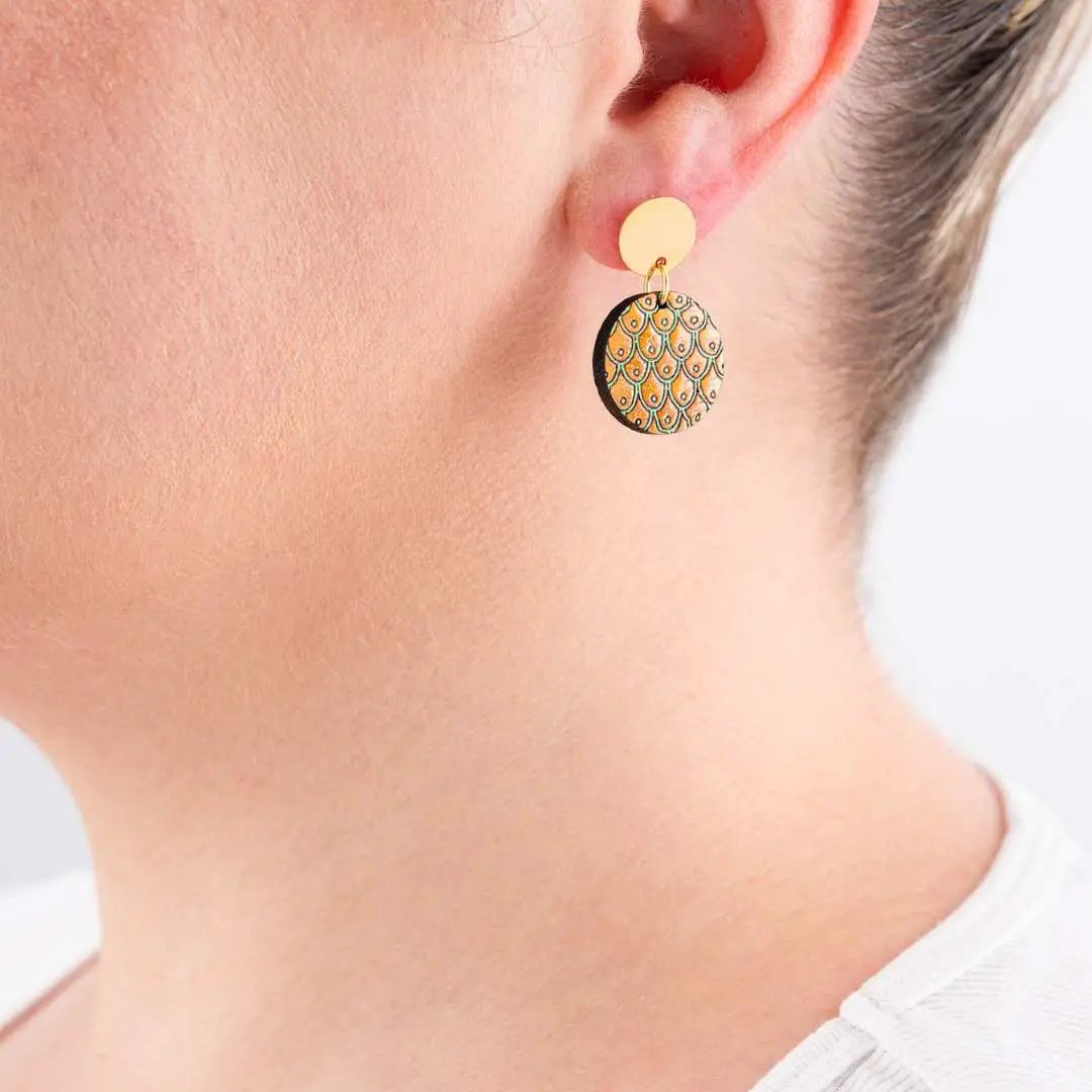 Grinsing Recycled Wood Earrings by Paguro Upcycle