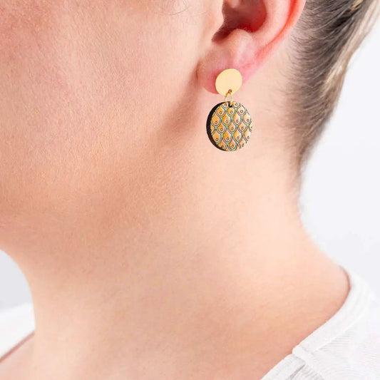 Grinsing Recycled Wood Earrings by Paguro Upcycle