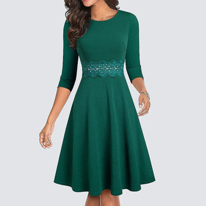 Women Vintage Casual Round Neck A line Summer Elegant Floral Lace Patchwork Sleeveless Tunic Party Swing Dress HA079 by All Mart Bristol Ltd