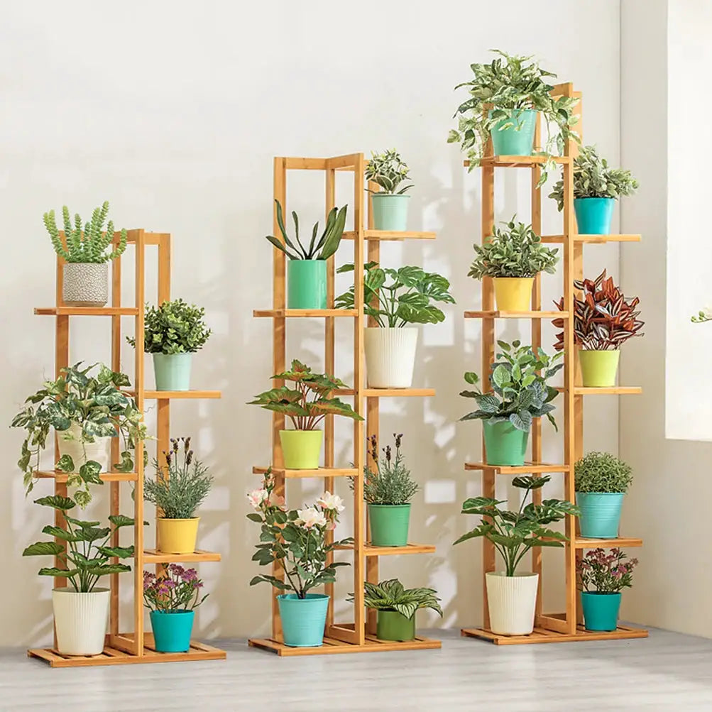 Bamboo 5 / 6 Tier Plant Stand Rack Multiple Flower Pot Holder Shelf Indoor Outdoor Planter Display Shelving Unit for Patio by All Mart Bristol Ltd