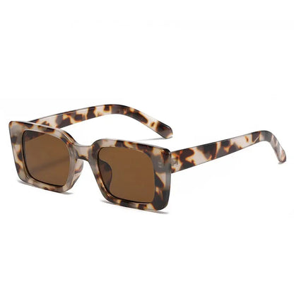 SO&EI Ins Popular Fashion Small Rectangle Sunglasses Women Retro Leopard Shades UV400 Men Trending Square Sun Glasses by All Mart Bristol Ltd