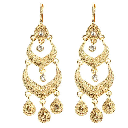 Moroccan Style Earrings for Women's Wedding Party Jewelry with Rhinestone Droplet Shape by All Mart Bristol Ltd