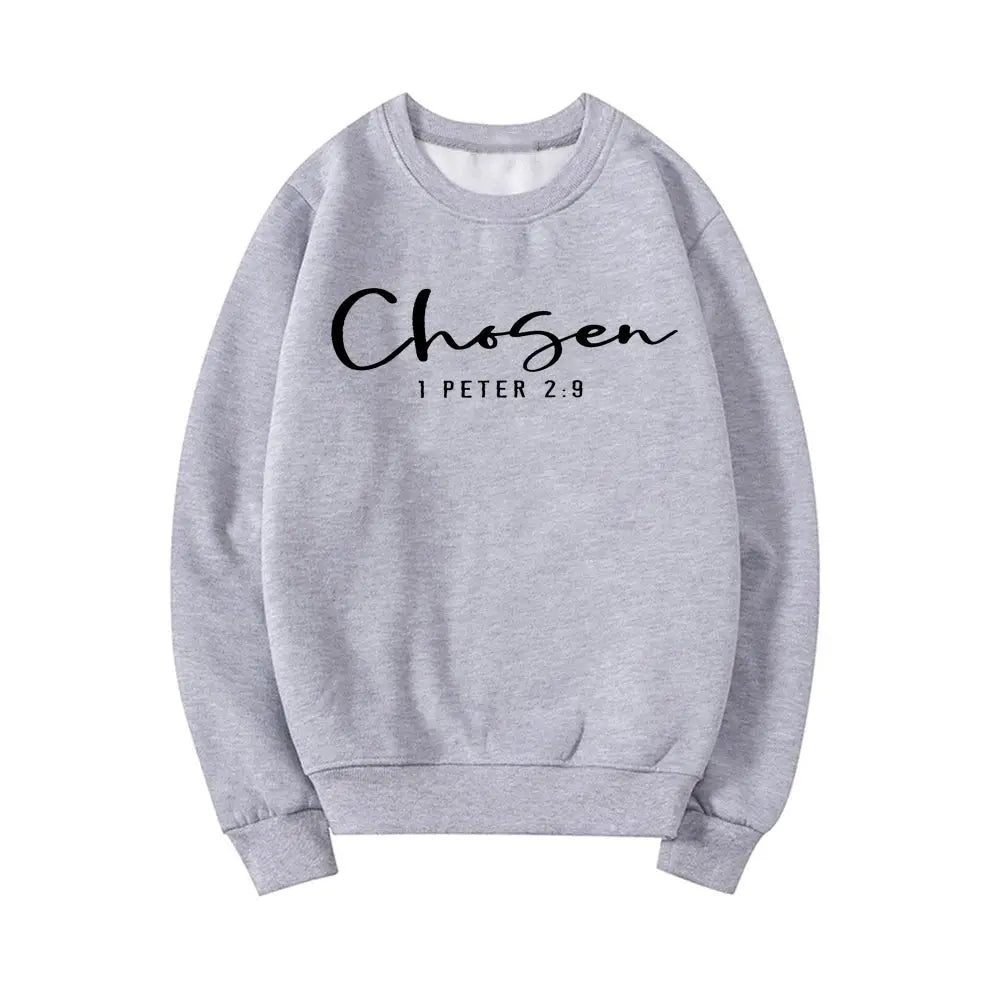Chosen 1 Peter 2:9 Sweatshirt Chosen Crewneck Sweatshirts Christian Clothing Christian Apparel Casual Tops Hoodies for Women by All Mart Bristol Ltd