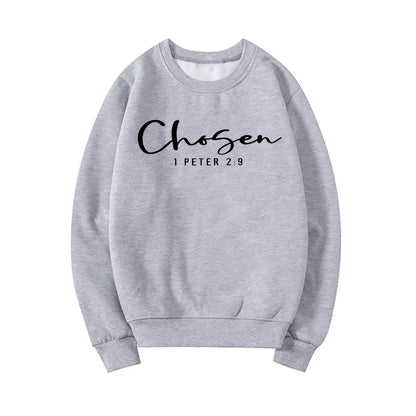 Chosen 1 Peter 2:9 Sweatshirt Chosen Crewneck Sweatshirts Christian Clothing Christian Apparel Casual Tops Hoodies for Women by All Mart Bristol Ltd