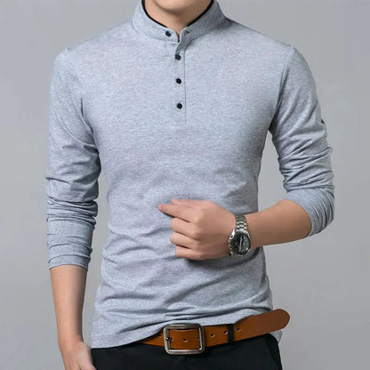 Hot Sale 2026 Spring Mens Tshirt Long Sleeve Stand Basic Solid Blouse Tee Shirt Top Casual Cotton T-shirt Men Undershirt by All Mart Bristol Ltd