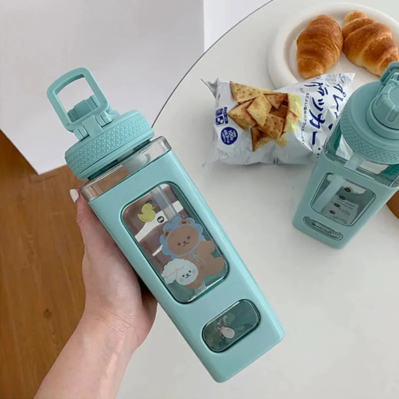 Kawaii Shaker Water Bottle With Straw Sticker Cute BPA Free 700ml/900ml Plastic Tea Milk Portable Gourde Drink Bottle For Girl by All Mart Bristol Ltd