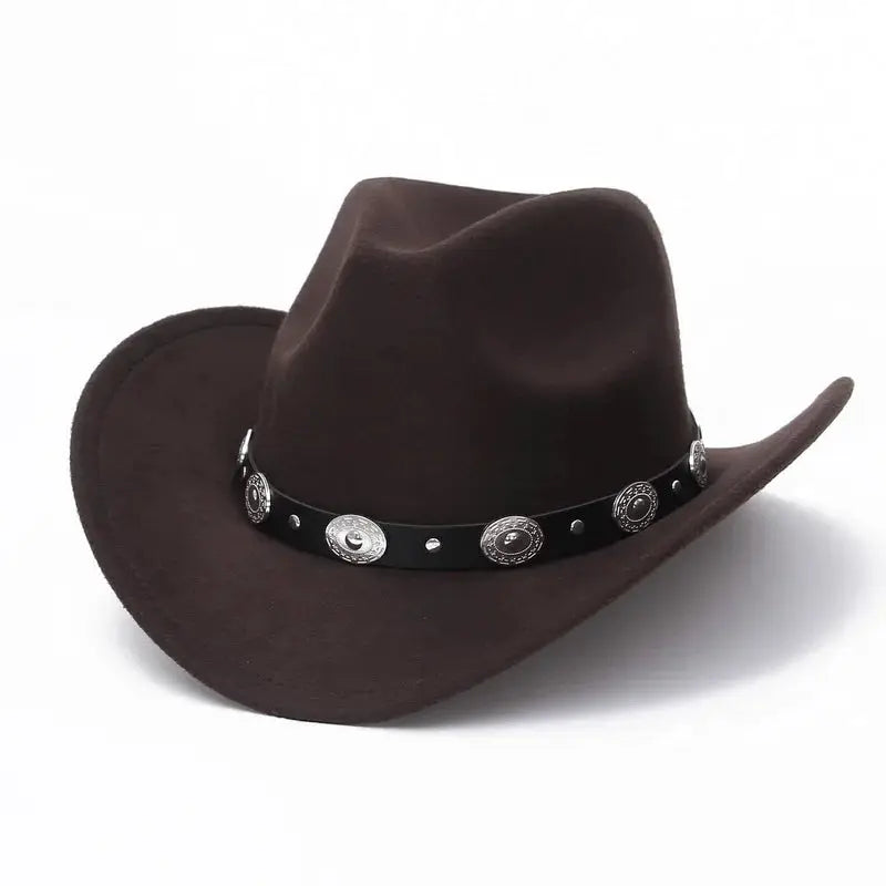New Vintage Western Women Cowboy Hat For Men Wide Brim Cowboy Jazz Cap With Leather Belt Sombrero Cap Four Seasons by All Mart Bristol Ltd