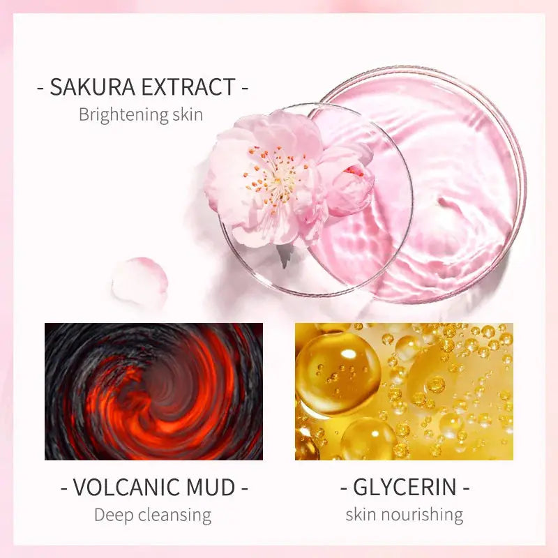 LAIKOU Japan Sakura Clay Mask Deep Cleansing Skin Mud Korean Face Mask Oil Control Shrink Pores Skin Care 80g by All Mart Bristol Ltd