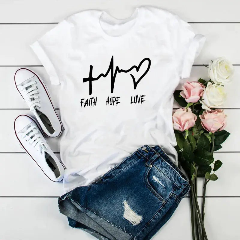 Summer New 90 ’s Leopard Heartbeat Short Sleeve Print Clothing Women's T-Shirt Harajuku Graphic Clothing Women's Top,Drop Ship by All Mart Bristol Ltd