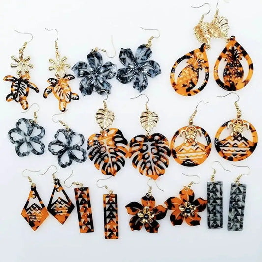 Hawaiian Acrylic Australia Designer Earrings Earring Accessories African Polynesian Jewelry Earring Women's Earrings for Women by All Mart Bristol Ltd
