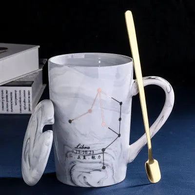 Natural Marble 12 Constellation Ceramic Pink Zodiac Mug With Lid Coffee Mugs Creative Personality Cup 380ml Cups And Mugs Xicara by All Mart Bristol Ltd