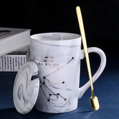 Natural Marble 12 Constellation Ceramic Pink Zodiac Mug With Lid Coffee Mugs Creative Personality Cup 380ml Cups And Mugs Xicara by All Mart Bristol Ltd