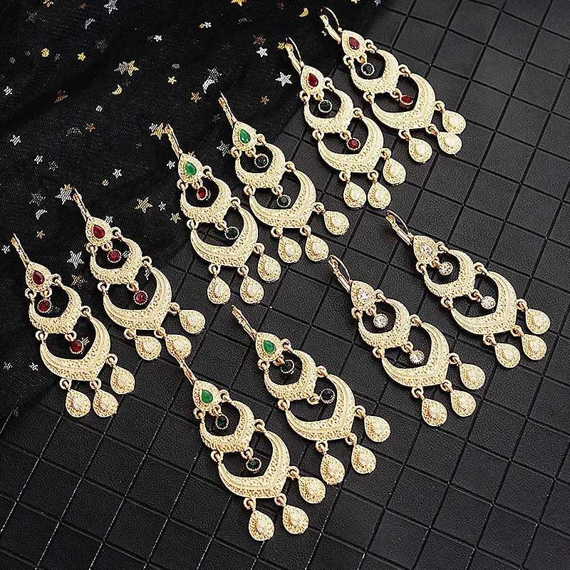 Moroccan Style Earrings for Women's Wedding Party Jewelry with Rhinestone Droplet Shape by All Mart Bristol Ltd