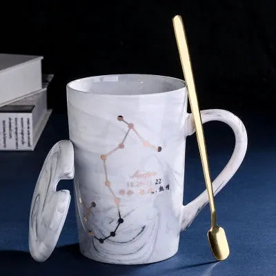 Natural Marble 12 Constellation Ceramic Pink Zodiac Mug With Lid Coffee Mugs Creative Personality Cup 380ml Cups And Mugs Xicara by All Mart Bristol Ltd