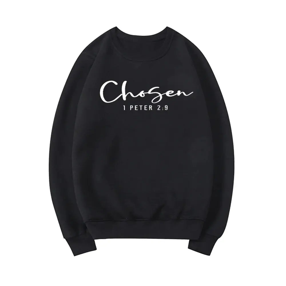 Chosen 1 Peter 2:9 Sweatshirt Chosen Crewneck Sweatshirts Christian Clothing Christian Apparel Casual Tops Hoodies for Women by All Mart Bristol Ltd