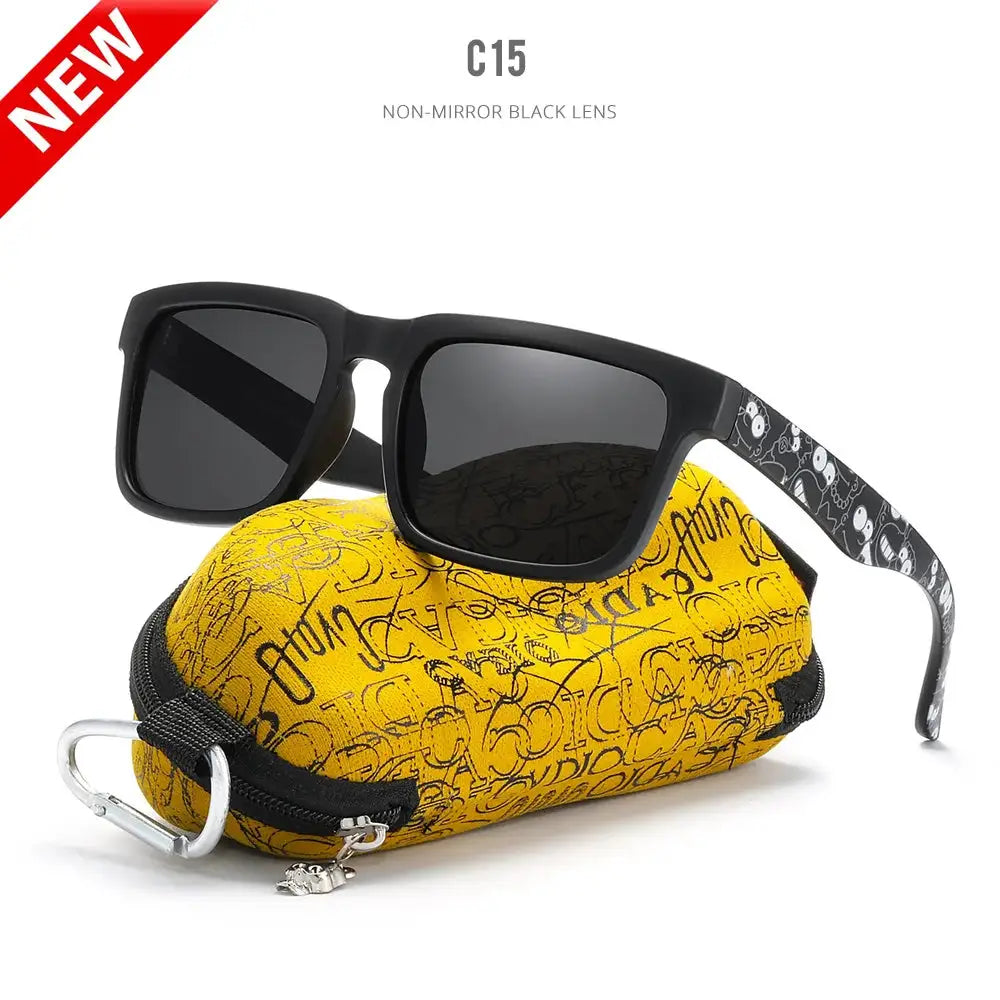 KDEAM Eye-catching Function Polarized Sunglasses For Men Matte Black Frame Fit. Painting Temples Play-Cool Sun Glasses With Case by All Mart Bristol Ltd
