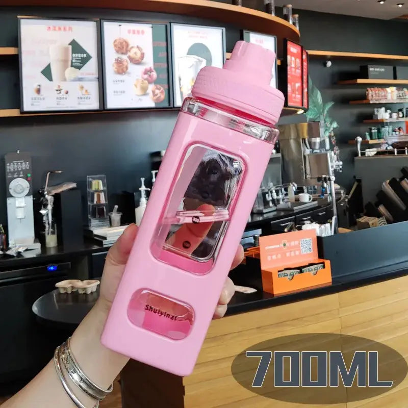 Kawaii Shaker Water Bottle With Straw Sticker Cute BPA Free 700ml/900ml Plastic Tea Milk Portable Gourde Drink Bottle For Girl by All Mart Bristol Ltd